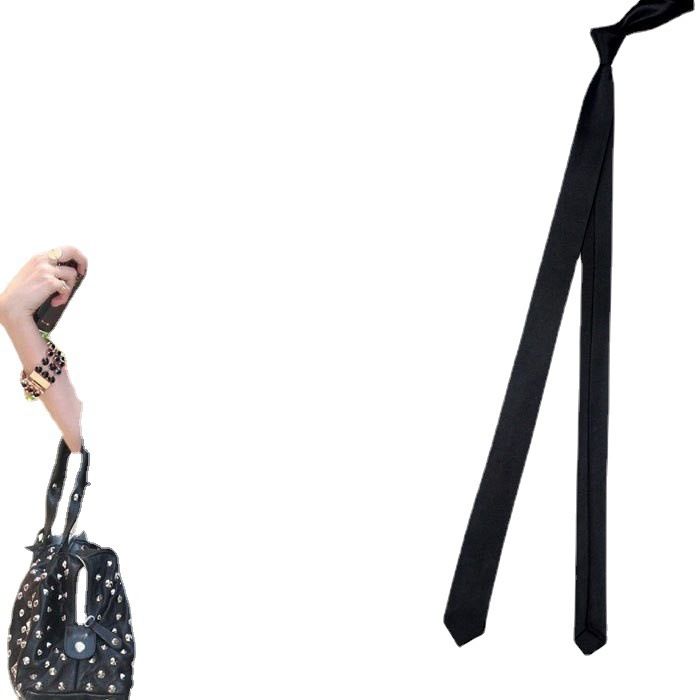 Cravatta sottile da uomo e da donna, stile college, stile casual, ultra stretta, versione coreana, 3 cm, colore: nero puro e rosso, 3,5 cm_voghion.com