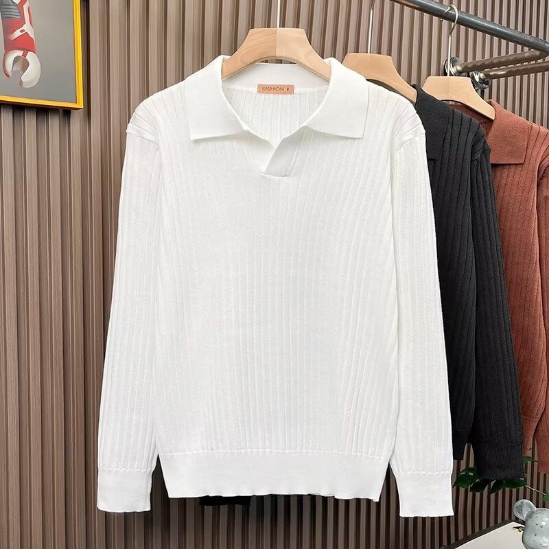 New autumn and winter fashion versatile casual knitted sweater temperament long sleeved knitted sweater simple design_voghion.com