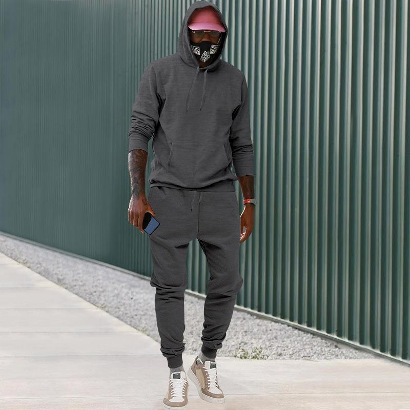 2024 Europese maat pluche trui met capuchon, sport-casual, stevige tweedelige losse sportkleding voor heren_voghion.com