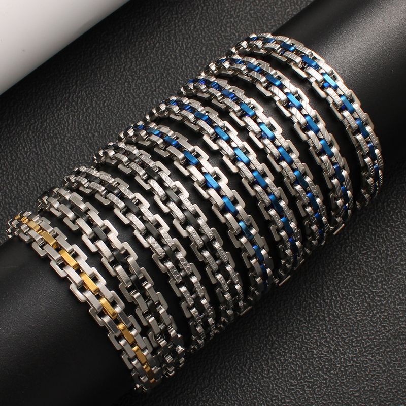 Men's And Women's Watch Titanium Steel U-Shaped Buckle 3 Rows Handmade Chain Personality Hip-Hop Versatile Casual Style_voghion.com