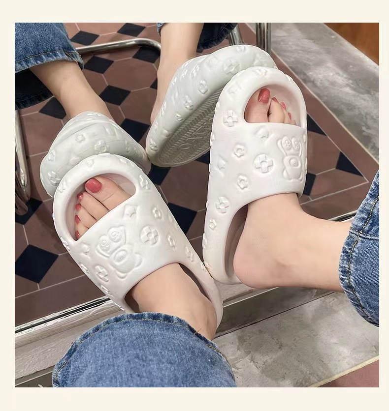 Nette Bär Mädchen Hausschuhe Sommer Ins Stil Dicken Boden Hause Oberbekleidung Straße Casual Stepping Scheiße Gefühl Paar Schuhe_voghion.com