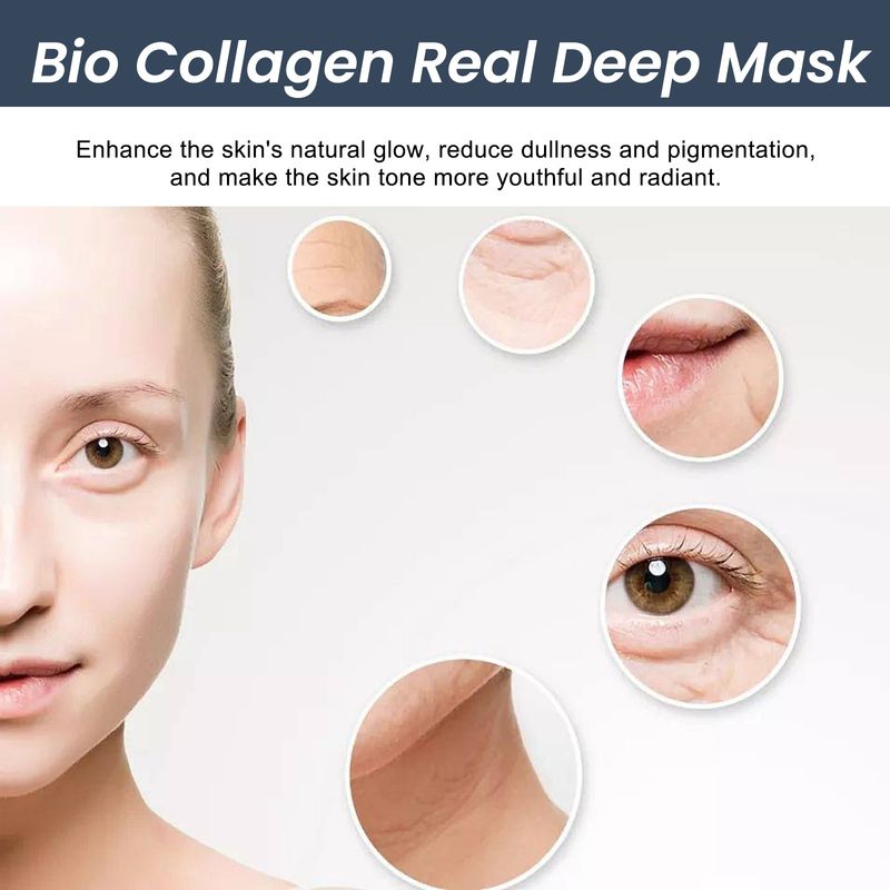 OUHOE Bio-Collagen Real Deep Mask, spendet Feuchtigkeit, wirkt gegen Falten und lässt feine Linien verschwinden, glättet die Haut und macht sie weiß._voghion.com