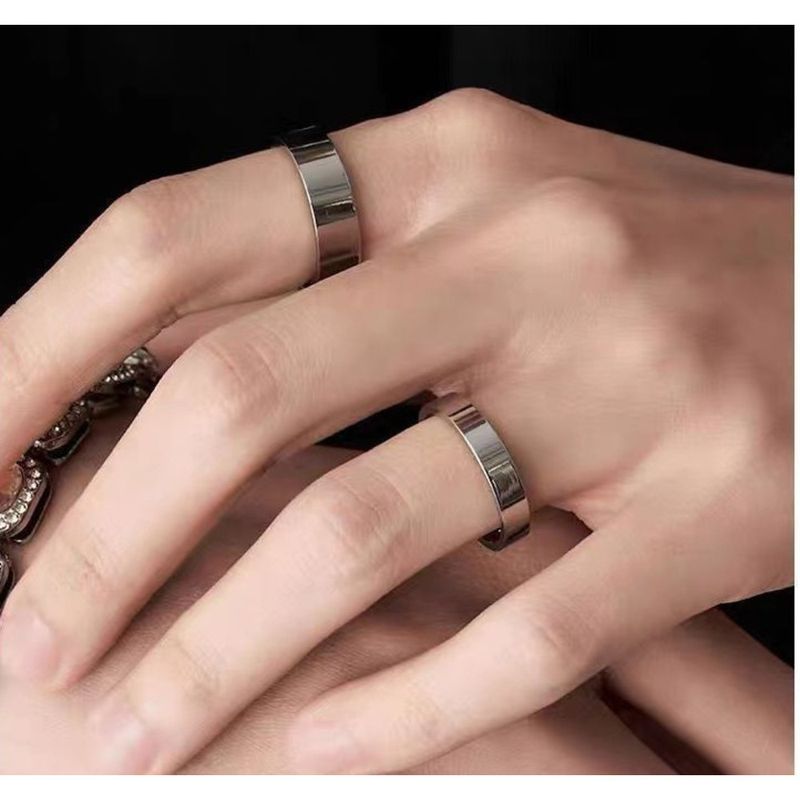 Non-Fading Personality Self-Discipline Titanium Steel Men's Plain Band Women's Minimalist Style Simple Niche Couple_voghion.com