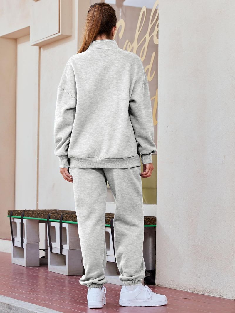 Women's Casual Solid Color Hoodie & Pants Set With Pockets - Comfortable Loungewear, Streetwear, Workout Outfit For Everyday Wear_voghion.com