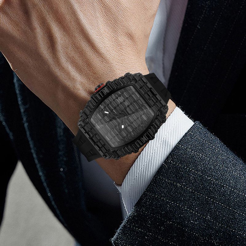 MISSFOX Watch, Popular Wine Barrel Type T Square Diamond In Europe And America, Personalized Fashion Hip-hop Silicone Strap Watch_voghion.com