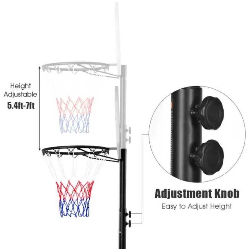 System Stand With Basketball Hoop Wheels Adjustable_voghion.com