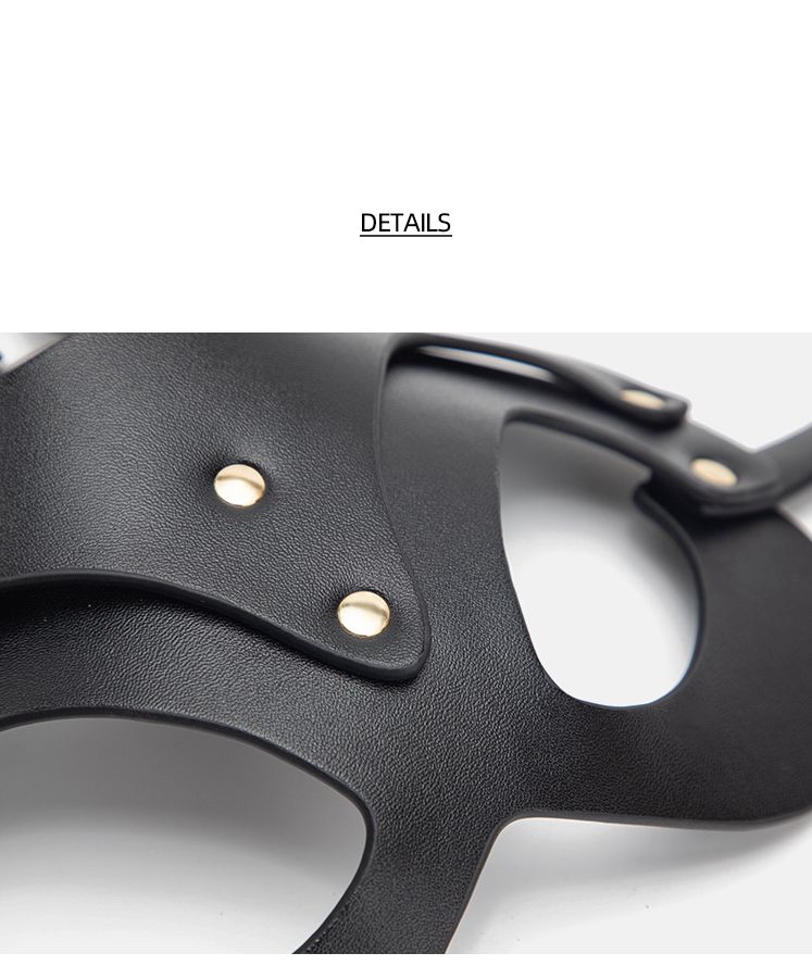 Maschera in pelle BLACKWOLF per gatti, BDSM, benda sull'occhio, coniglietto, giocattoli intimi, donne, adulti, maschere di Halloween per feste in maschera_voghion.com