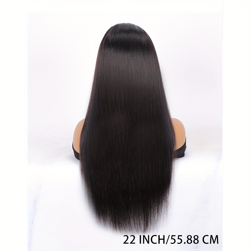 Perruque de cheveux humains avec frange complète, cheveux lisses et lisses, 100% cheveux humains, couleur naturelle_voghion.com