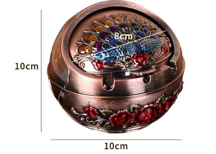 Europäischer Stil, Retro-Stil, kreativ, Zinklegierung, kugelförmig, abgedeckt, Schlafzimmer, niedlicher Aschenbecher, modisches und personalisiertes Zuhause, winddicht_voghion.com
