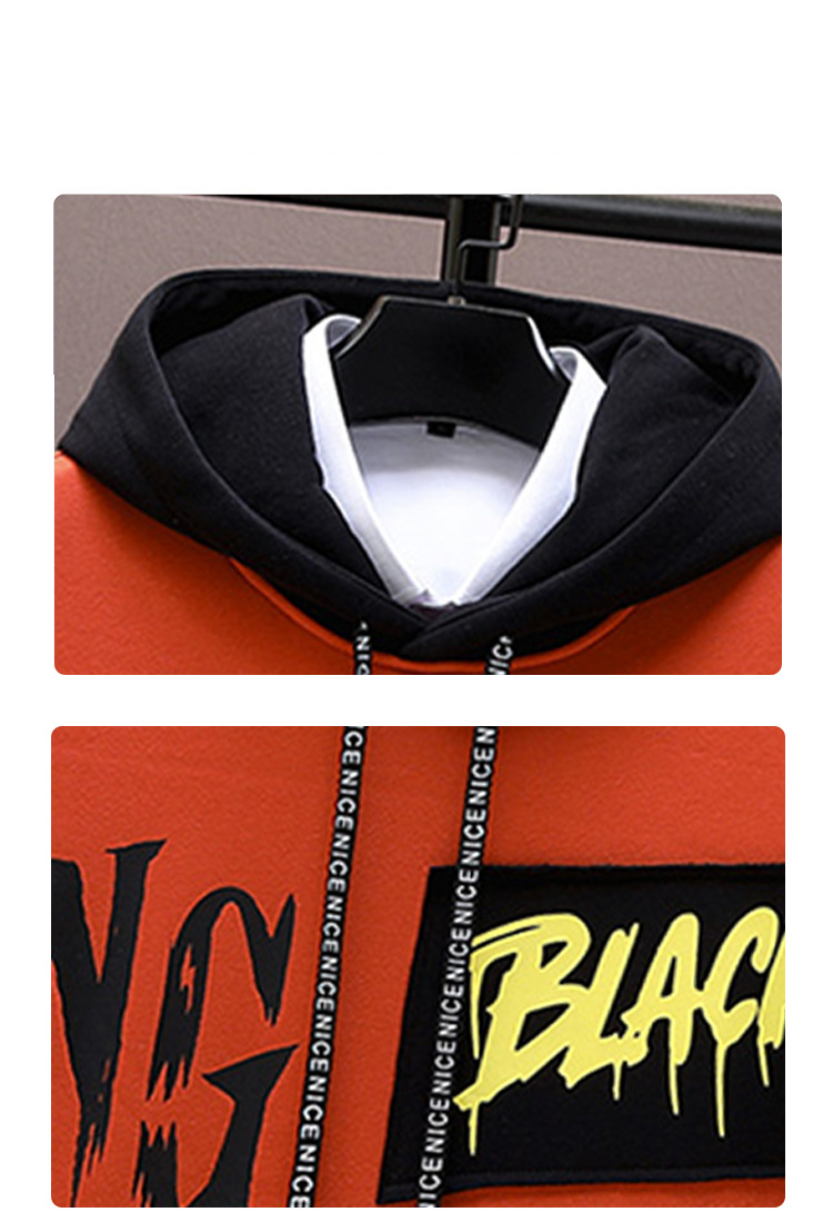 Autumn and winter youth sports suit men's 2023 Korean version junior and high school students velvet thickened hooded sweatshirt_voghion.com