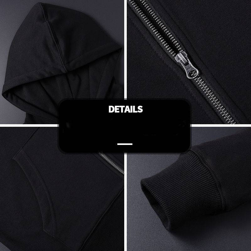 Herrenbekleidung Strickjacke mit Reißverschluss und Kapuze, lockere und samtverdickte Modetrend-Sweatjacke für einfache Freizeit_voghion.com