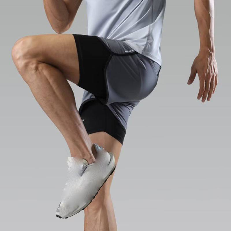 Vêtements pour hommes Shorts de sport décontractés Pantalons de course à pied de fitness doublés de shorts décontractés de basket-ball à trois points en deux pièces_voghion.com