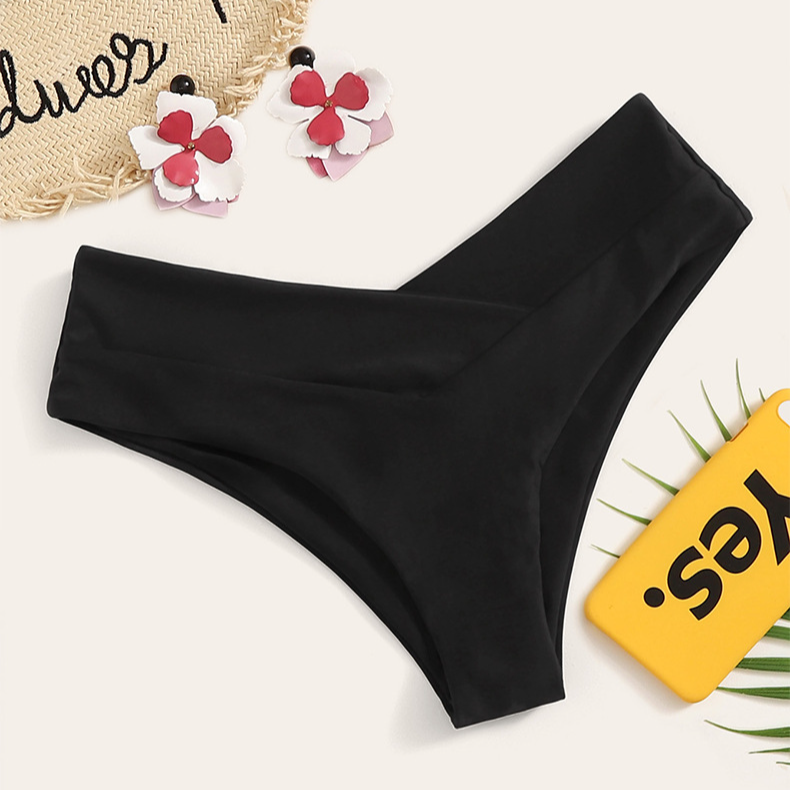 Nuovo costume da bagno da spiaggia a triangolo con vita alta, sexy e retrò, da donna, in tinta unita_voghion.com