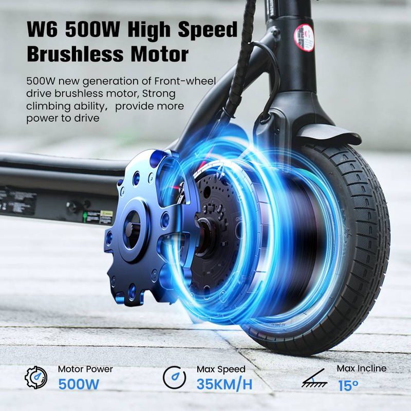 Scooter elettrico IScooter W6 500W 10 pollici pieghevole scooter urbano 36V7.8Ah con Bluetooth_voghion.com