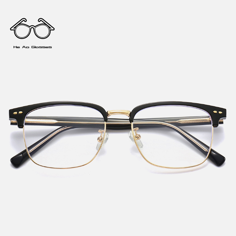 Neue Mode Retro Herren Augenbrauen Quadratische Platte Business Metall Flachspiegel Anti Blaulicht Brillengestell_voghion.com