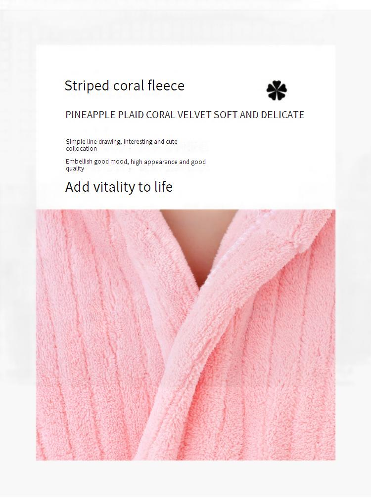 Winter Pineapple Knit Hooded Bathrobe - Ultra Plush Coral Fleece Robe With Cross-Tie Belt - Thick & Cozy Long Sleeve Bath Dress For Home Spa_voghion.com