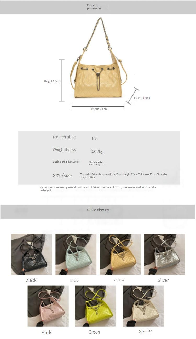 Borsa a tracolla monospalla in stile retrò con diamanti, grande capacità, alla moda, con coulisse, borsa a tracolla con catena per donna_voghion.com