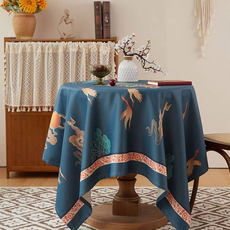 Polyester-Tischdecke mit Quasten – wasserdichte, ölbeständige, rechteckige Tischdecke, rutschfester Esstischläufer mit skandinavischem Blumendruck_voghion.com