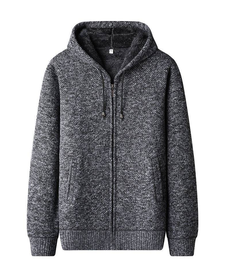 Modische Kapuzenjacke mit Fleecefutter für Herren – warmer Strickpullovermantel für Winter und Herbst, lässige Oberbekleidung mit schmaler Passform (6 Farben erhältlich)_voghion.com