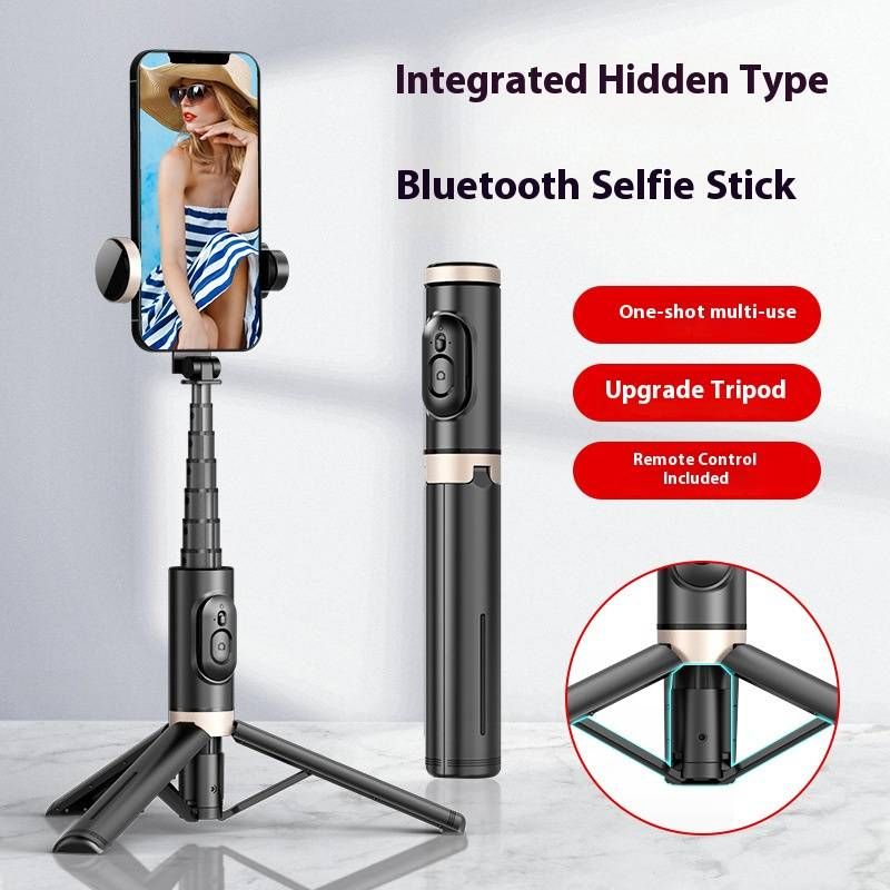 Rotating LED Selfie Stick With Hidden Tripod Stand, 360° Bluetooth Phone Holder & All-Metal Stabilizer For Live Streaming/Vlogging (3 Colors)_voghion.com