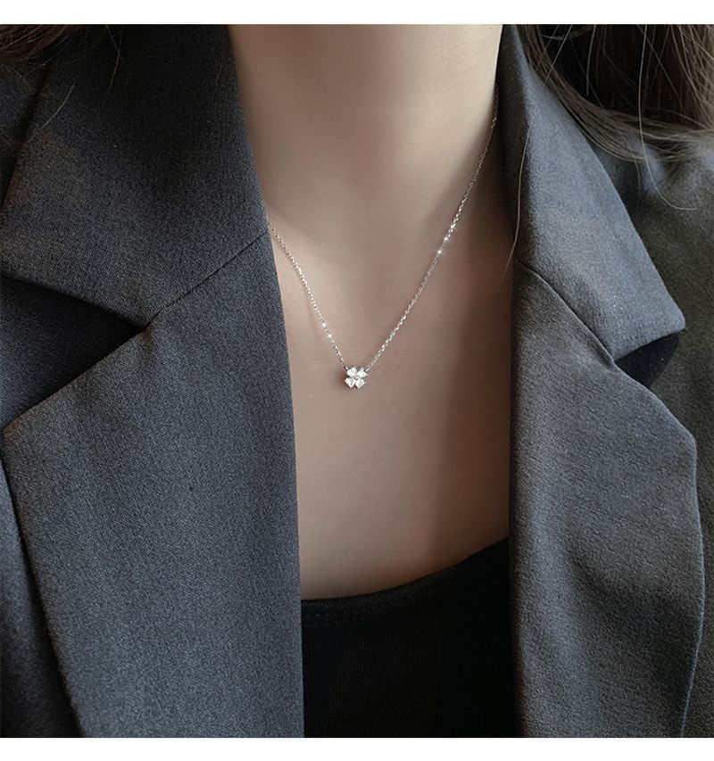 Four Leaf Clover Female Trendy Exquisite Small Simple Temperament S Sier Clavicle Chain Cold Style Necklace_voghion.com
