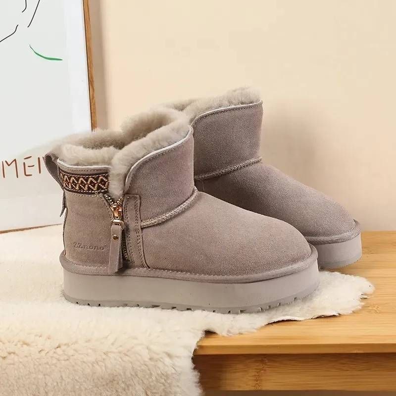 Women's Shoes Side-Zip Snow Boots – Shearling Lined Winter Shoes (Waterproof & Slip-Resistant)_voghion.com