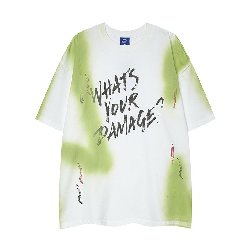 Unbeatable Quality Popular Star Burning Flower Craftsmanship Design Sense Oversized Shoulder Loose Round Neck T-shirt Cotton Ins Short_voghion.com