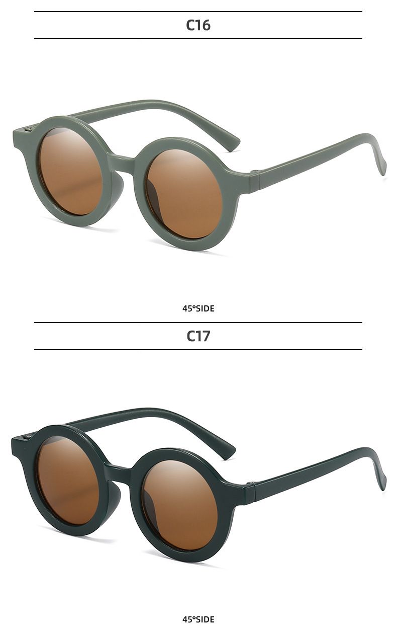 Gafas de sol con montura redonda, modernas y modernas, estilo crema de Instagram, para niños, versión coreana, resistentes a los rayos UV para bebés_voghion.com