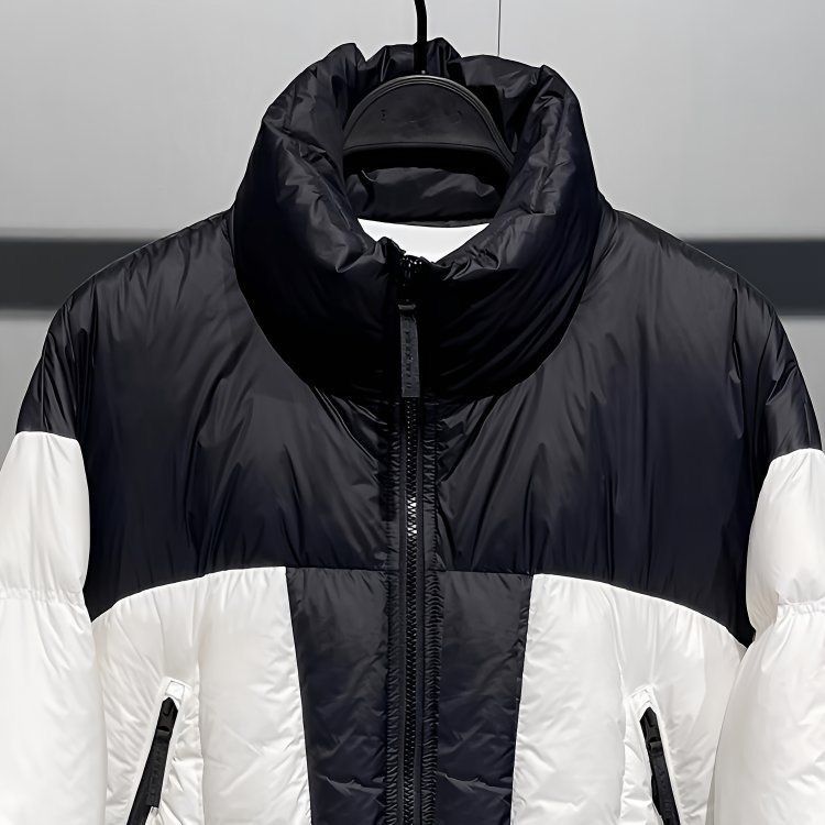 Veste matelassée courte et élégante à col montant pour homme - Mélange de polyester léger, coupe ajustée, fermeture éclair sur le devant, tenue urbaine décontractée pour l'automne et l'hiver_voghion.com