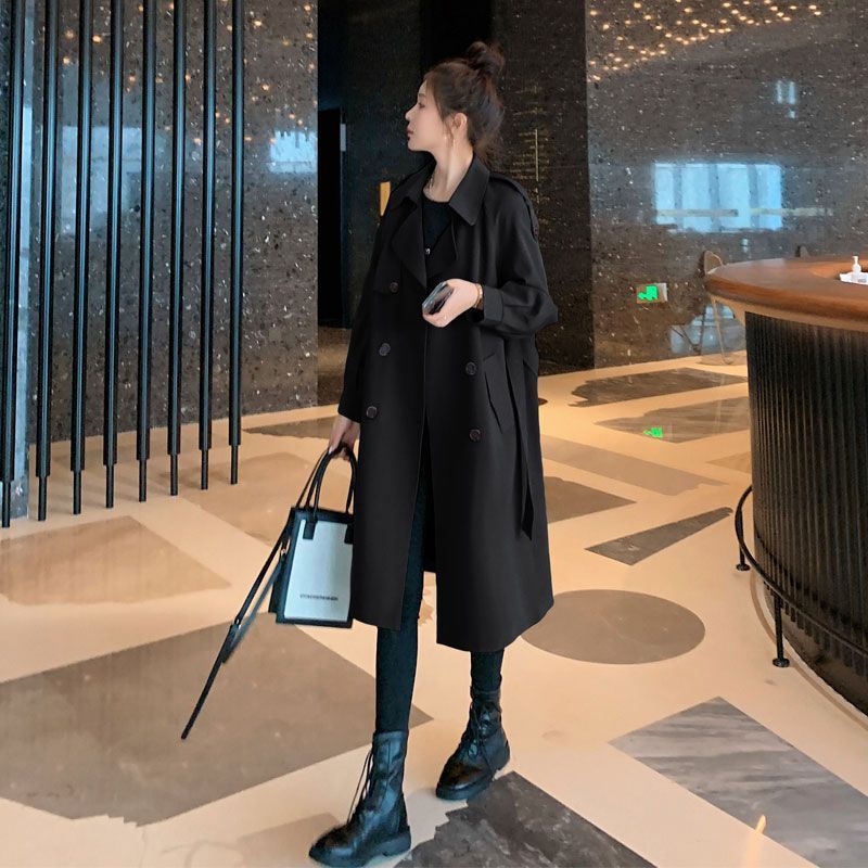Temperament Thin Windbreaker Women's Mid Length Autumn Outfit New Korean Version Slimming Top Loose Coat Jacket_voghion.com