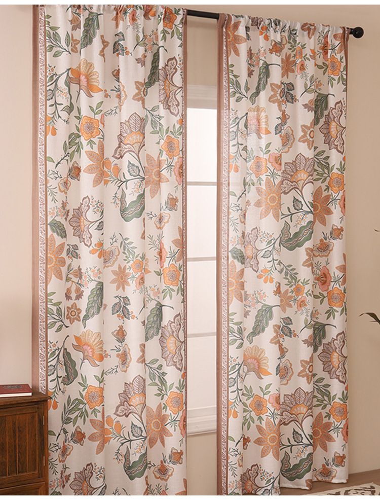 Moderne Enkelt Lille Frisk Planteprint Høj Kvalitet Rodet Semi-Sharging Print Gardin Arbejdsværelse Stue Balkon Soveværelse_voghion.com