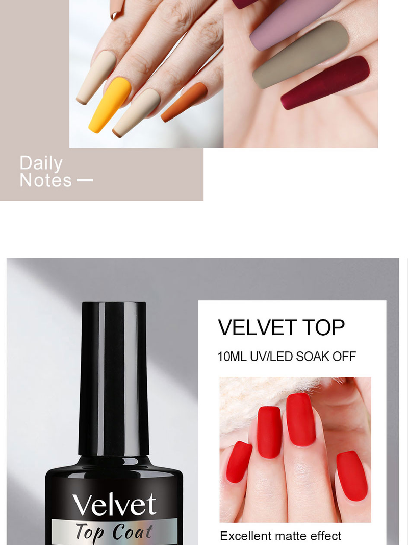 Arte Clavo Matte Velvet Top Coat UV Gel Soak Off 10ml Lack Semi-permanent Nagellack Seal Gel Polish Nagelkonst Dekorationer Verktyg_voghion.com