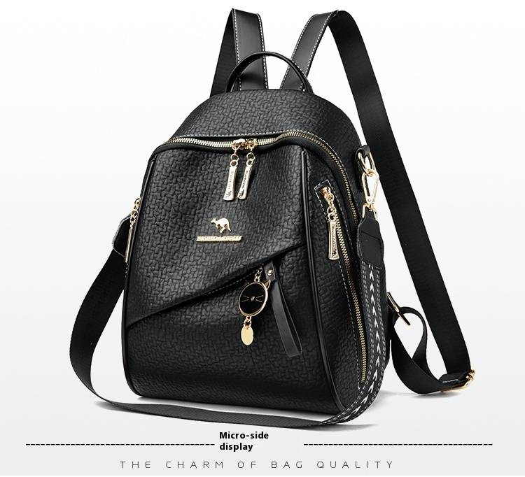 Zaino da donna Kangaroo 2024 Nuovo zaino versatile casual alla moda in morbida pelle, borsa da viaggio di grande capacità_voghion.com