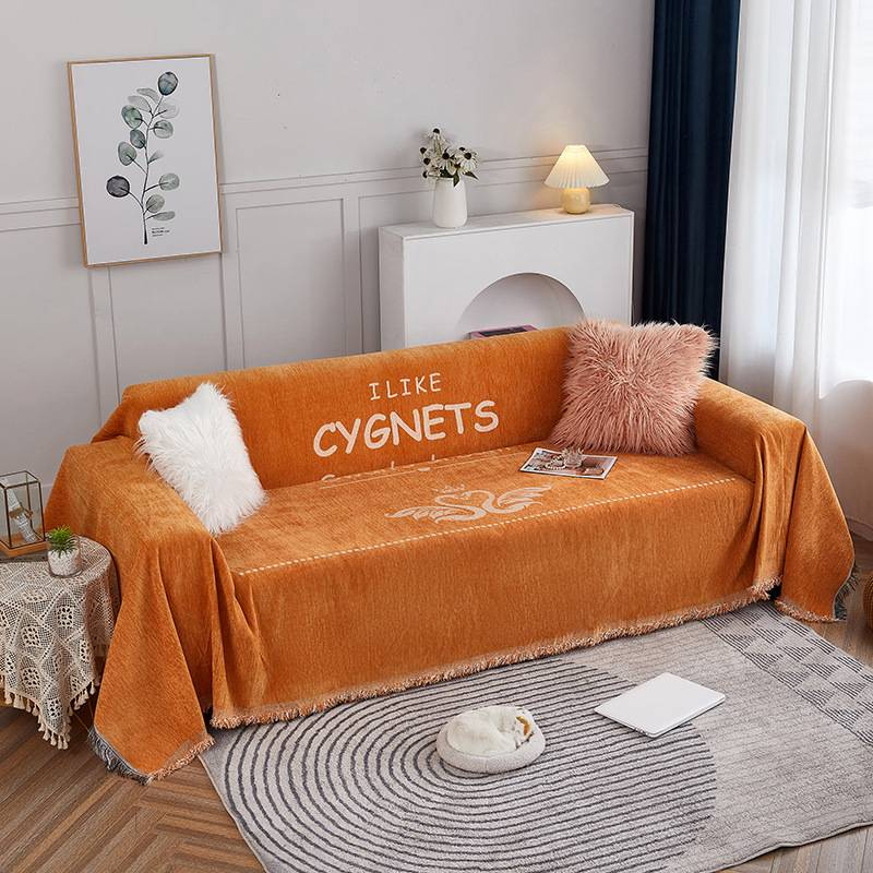 Asciugamano per divano in ciniglia tinta unita nordico universale all-inclusive anti-gatto per divano fodera universale per cuscino in stoffa_voghion.com