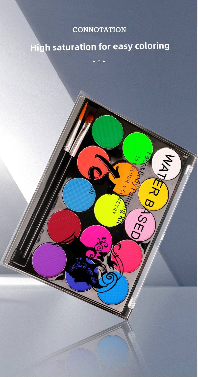 15 Farben Wasserlösliche Gesichtsfarbe Körperfarbe Modell Gesichtsfarbe Halloween Gesichts-Make-up Gesichtsfarbe auf Wasserbasis_voghion.com