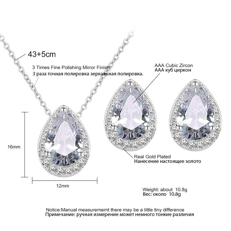 Fashion Classic Popular Water Drop Necklace Earrings Two Piece Inlaid AAA Zircon Jewelry Set_voghion.com