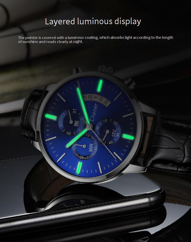 Herrenuhren Multifunktions-Sportuhr Herrenuhr Kalender Wasserdicht Quarzuhr Herren Schmetterlingsschnalle Stahlgürtel_voghion.com