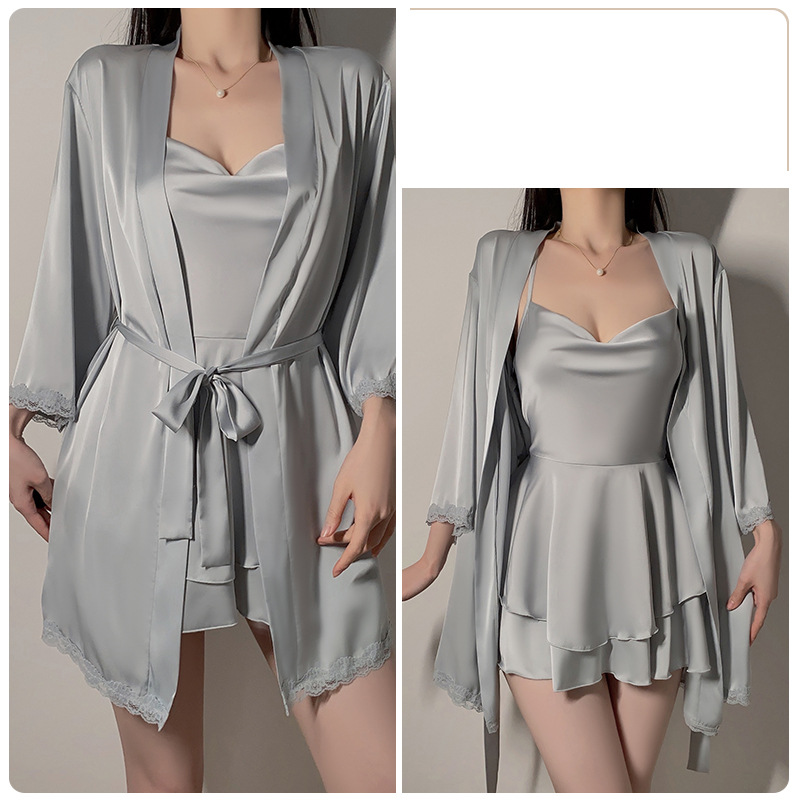 Riietus Guiruo Brändi Aluspesu Mugav siidine Satiin Seksikas Sway Krae Naiste Suspender Öösärk Välismantel Avaleht_voghion.com