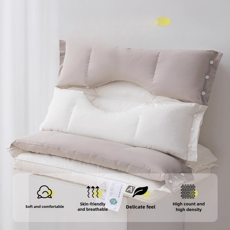 Almohada de algodón para proteger las cervicales y ayudar a dormir. Almohada con núcleo para espondilosis cervical. Bolsa rica para dormir. Almohada de tracción._voghion.com