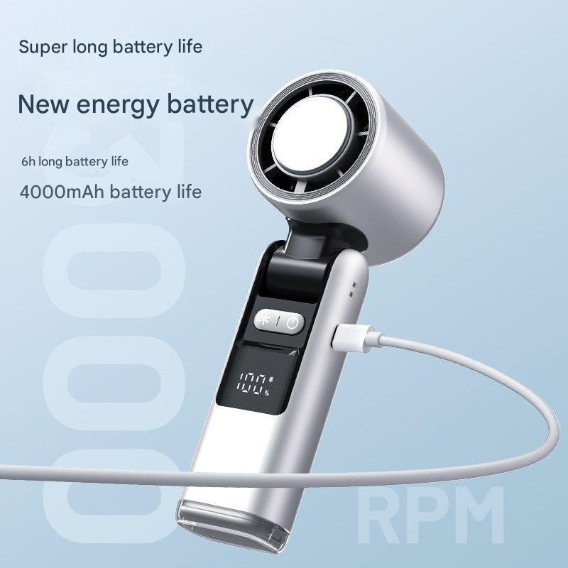 Tragbarer Handventilator mit Eiskühler, Monitor, wiederaufladbarer persönlicher Ventilator mit 3600 mAh, ultraklein, aber leistungsstark, kleiner Taschenventilator_voghion.com