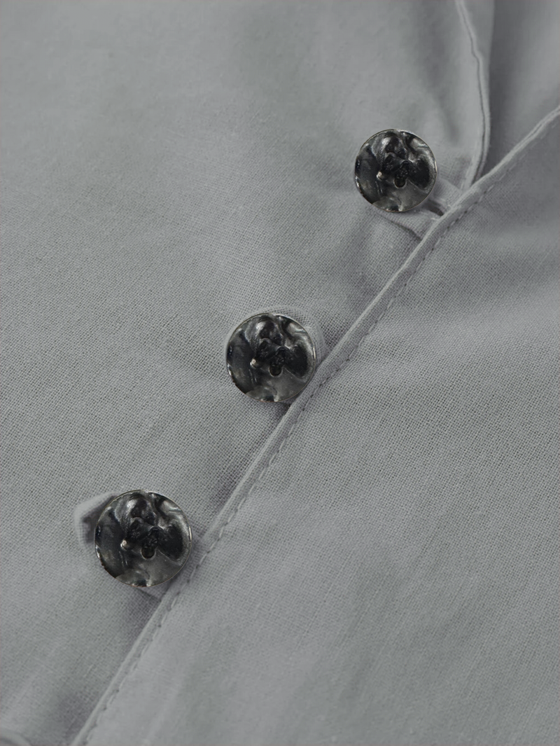 Camicia da uomo in lino di alta qualità - Collo alla coreana dalla vestibilità comoda, camicia traspirante con bottoni per primavera ed estate_voghion.com