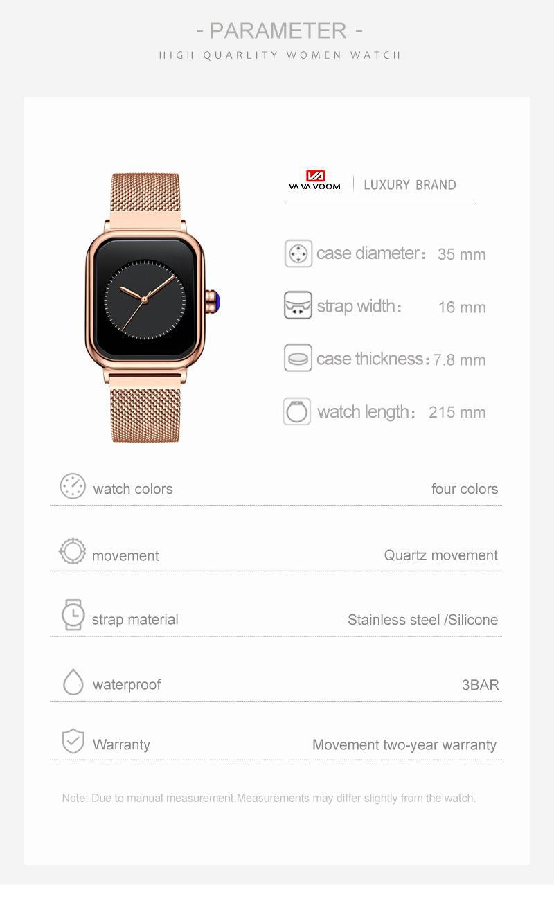 Women's Fashion Square Quartz Watch With Silicone Strap - Waterproof Minimalist Design For Everyday Wear Simple And Fashionable Square Quartz Watches_voghion.com