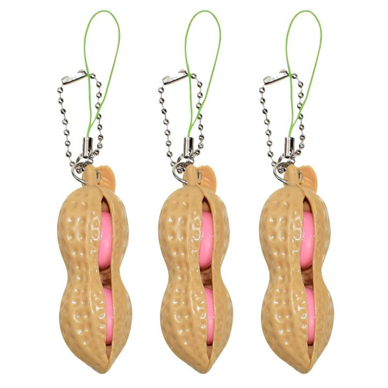 6PCS Squeeze Bean Keychain Fidget Toys Pack For Both Children And Adult (3pcs Pea & 3pcs Peanut)_voghion.com