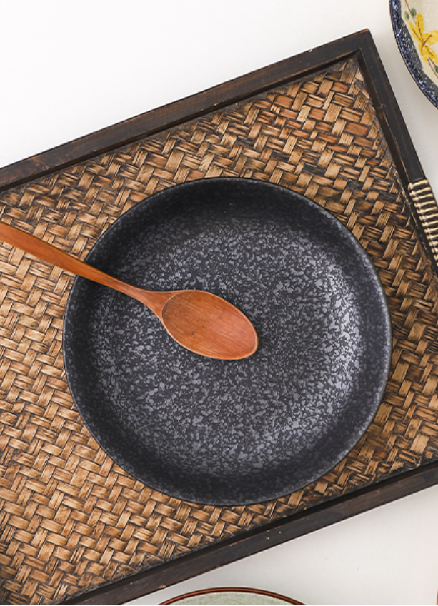 Japanese Retro Creative Ceramic Plates, Traditional Household Dining Room Rice Plates, Kitchen Utensils, Vegetable Underglaze Deep Round Plates_voghion.com