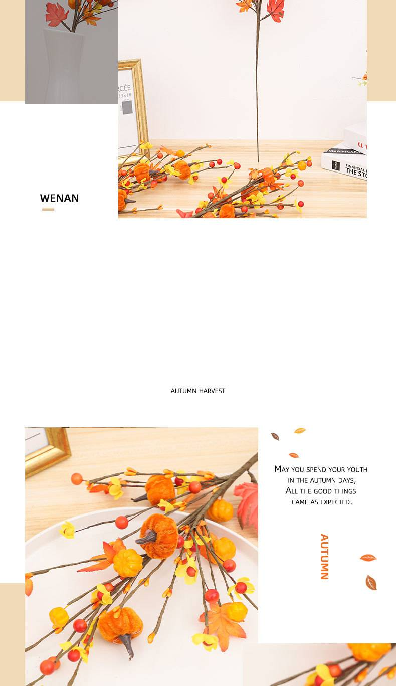 Halloween Decorations Autumn Maple Leaf Pumpkin Cuttings Bouquet Bunch Ghost Festival Home Party Decorations_voghion.com