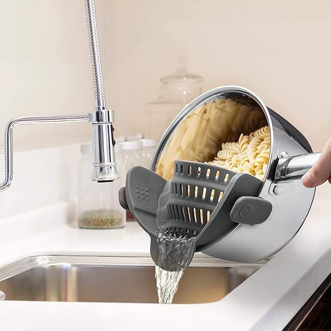 Colino per spaghetti in silicone per pentole, ciotole e padelle - Pentola con filtro resistente al calore per verdure e noodles - Utensile da cucina per cucinare_voghion.com