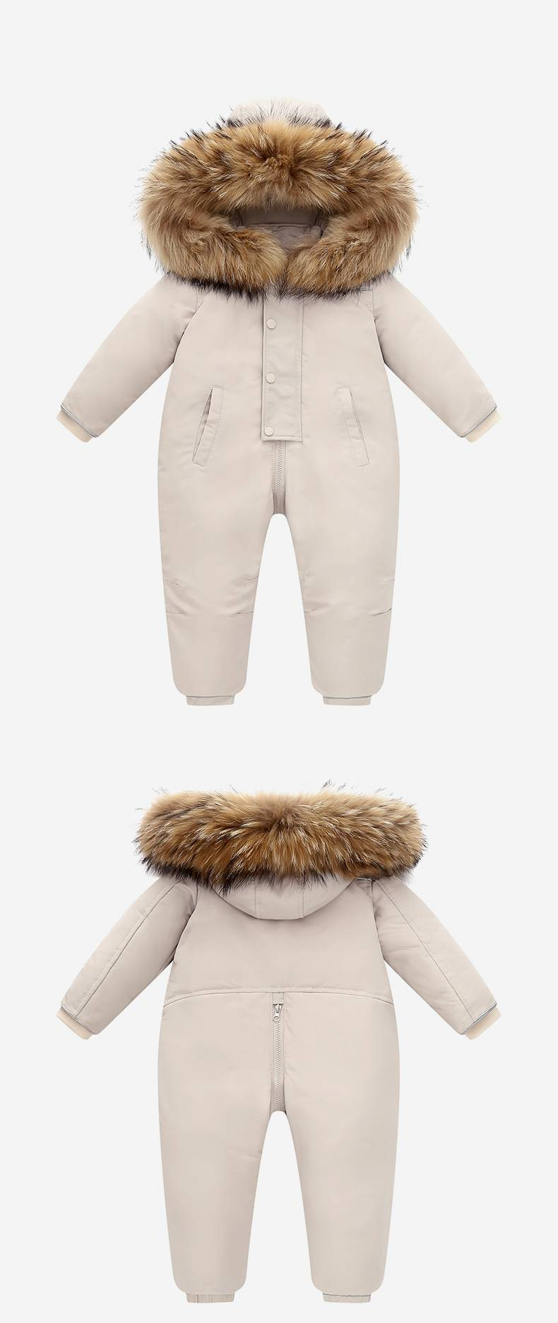 Mono de plumón premium para bebé: traje de nieve con capucha ultracálido para niños y niñas (90-120 cm, blanco, negro, azul y rosa)_voghion.com