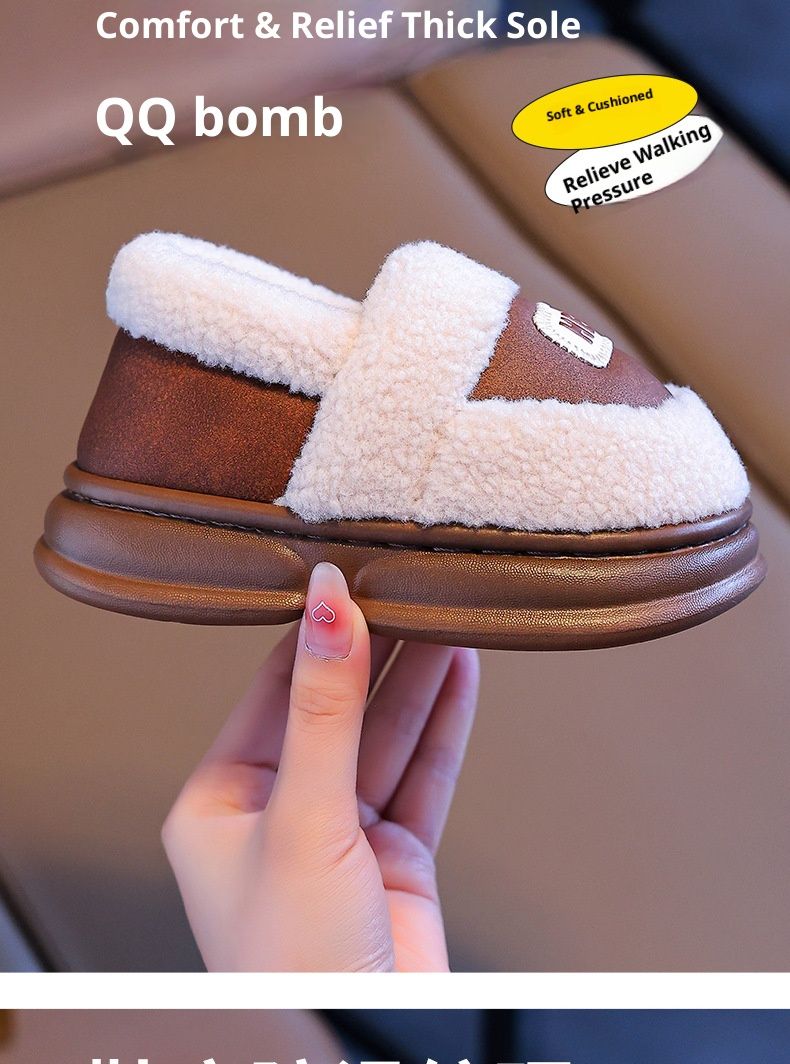 Kids Winter Slipper Shoes - Cozy Fleece-Lined Indoor/Outdoor House Shoes With Soft EVA Sole For Boys & Girls (Pink, Brown, Dark Green)_voghion.com