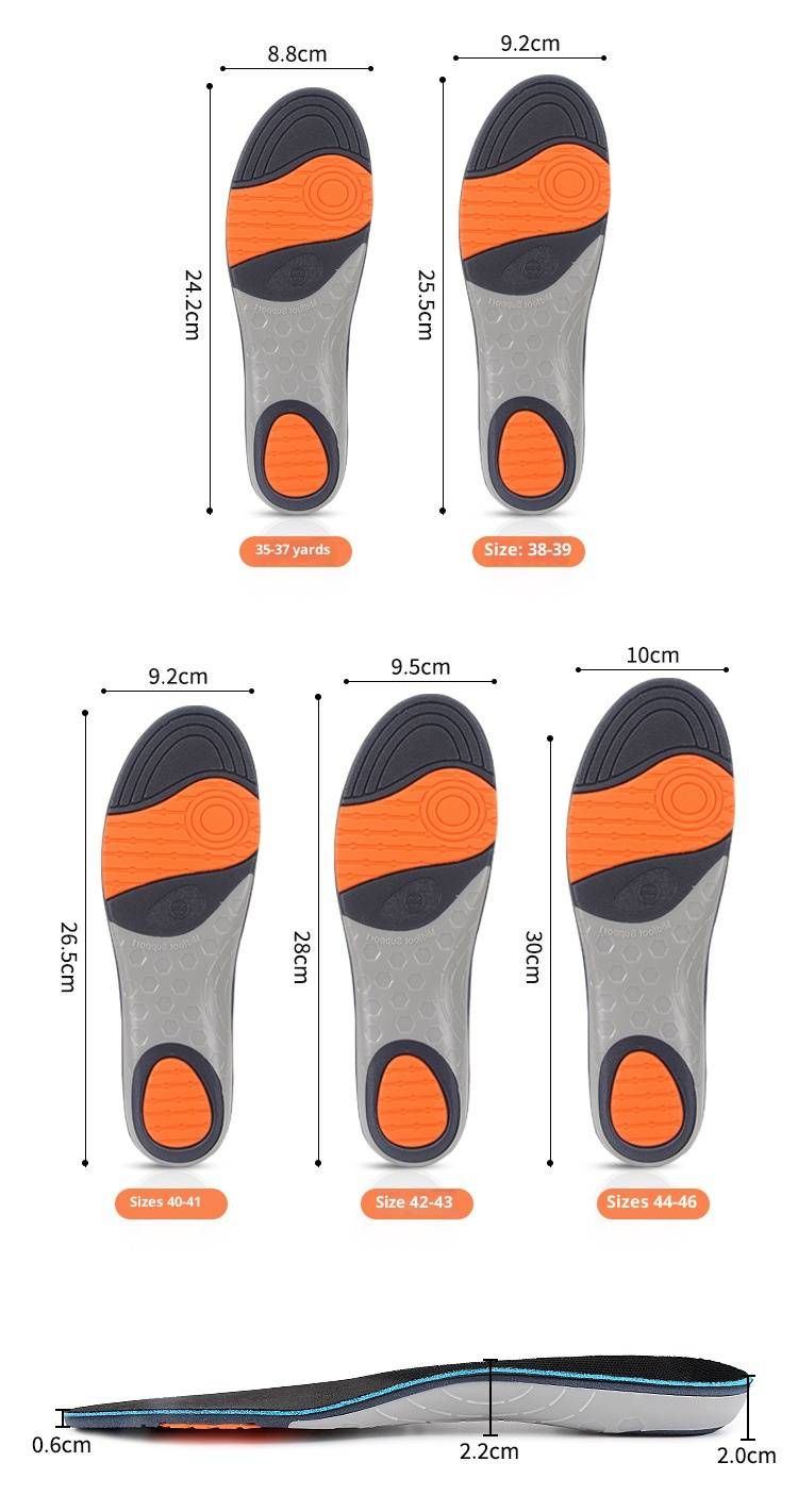 Einlegesohlen mit Fußgewölbestütze bei Plattfüßen und Überpronation – Gepolsterte orthopädische Schuheinlagen für Damen und Herren (Grau/Schwarz, Größen 35–46, Ganzjahresmodell)_voghion.com