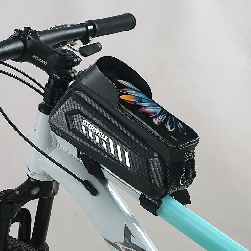 DTUCYCLE/Neue Fahrrad-Satteltasche für den Vorderrahmen, EVA-Hartschale, wasserdicht, für Telefon, Touchscreen_voghion.com